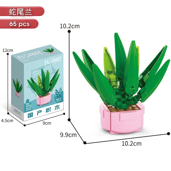 Çiçek Yapı Blokları - Sukulent Saksı Bitki - Hedfish Orchid 65 Parça