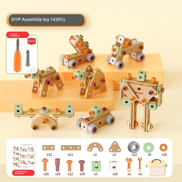 Çocuklar İçin Eğitici Puzzle - 143 Parça - El Tornavidalı ve Saklama Kutulu