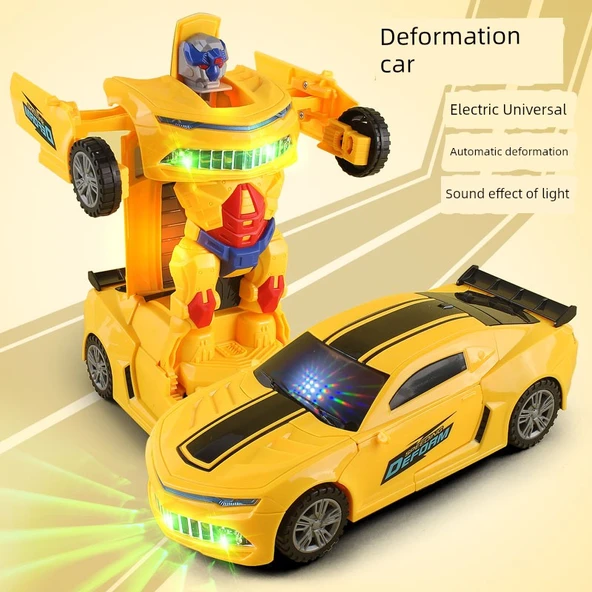Çocuklar için Elektrikli Dönüşen Robot Araba Oyuncak - Lüks Versiyon: 6 Şarjlı Pil + Şarj Aleti