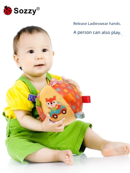 Bebek Çıngıraklı Peluş Top - Ayı Desenli - 3