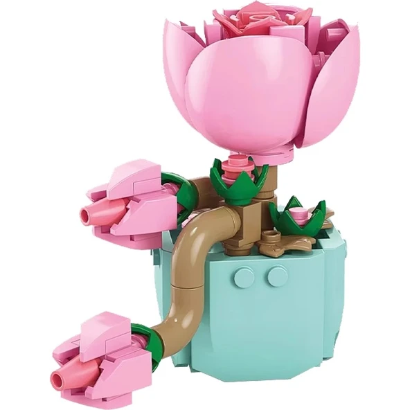 Çiçek Yapı Blokları - Sukulent Saksı Bitki - Hedfish Orchid 65 Parça - 6