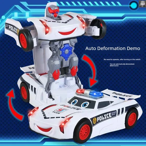 Otomatik Dönüşen Robot Oyuncak Araba - Üst Model Kırmızı Spor Araba - Şarjlı ve Bataryalı - 2
