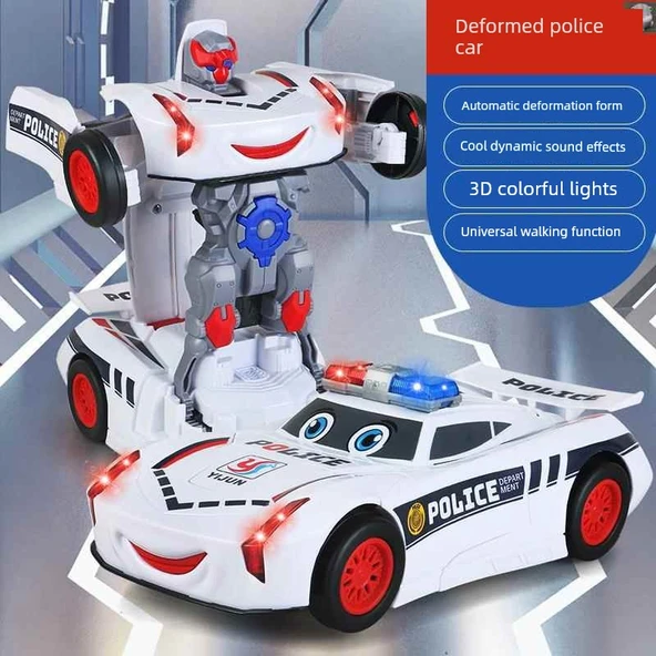 Otomatik Dönüşen Robot Oyuncak Araba - Üst Model Kırmızı Spor Araba - Şarjlı ve Bataryalı - 3