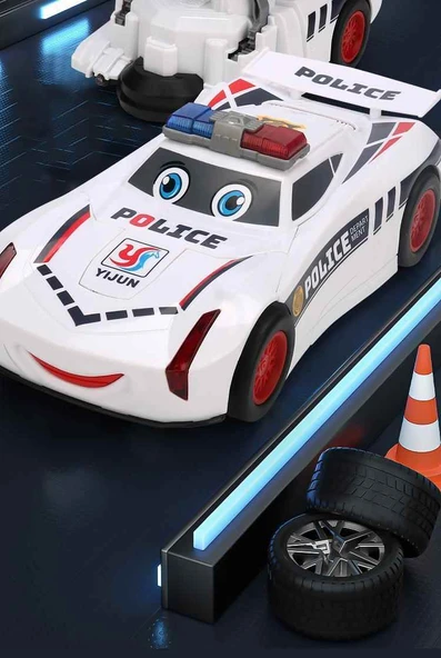 Otomatik Dönüşen Robot Oyuncak Araba - Üst Model Kırmızı Spor Araba - Şarjlı ve Bataryalı - 8