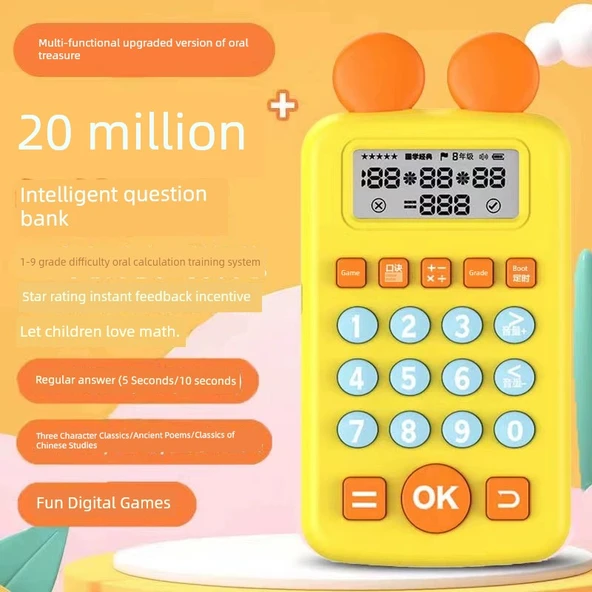 Çocuk Matematik Öğrenme Makinesi - Şarjlı, Yazı Tahtalı - Sarı Mickey Koubao [2000W Soru Bankası] - Model 2