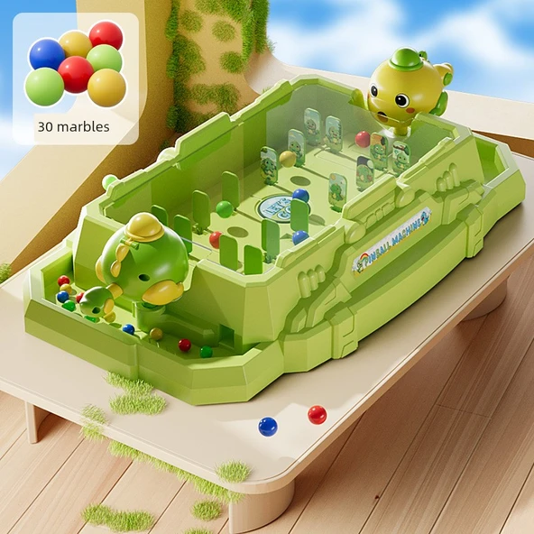 Çocuk Pinball Oyuncak Makinesi - Çift Savaş Dinozor - 30 Bilye
