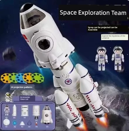 Astronot Yapı Bloğu - Gün Doğumu Astronotu + Uzay Roketi + Uçak - 4