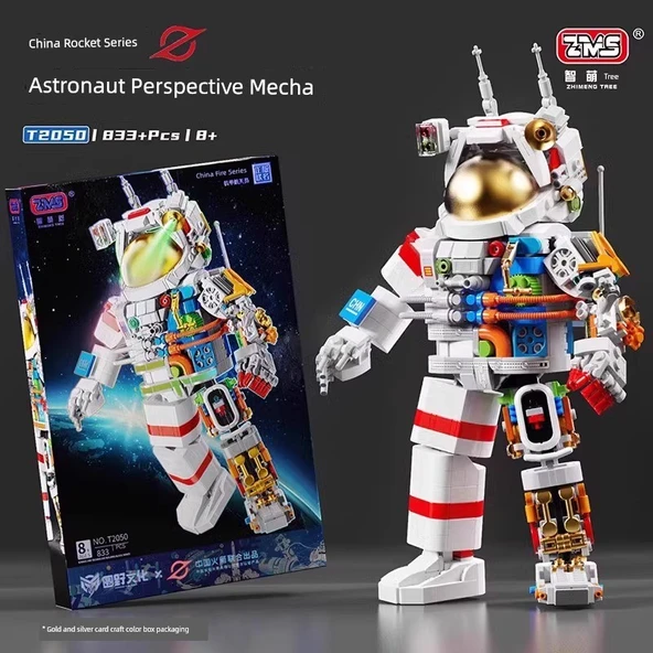 Astronot Yapı Bloğu - Gün Doğumu Astronotu + Uzay Roketi + Uçak - 2