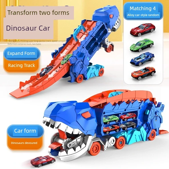 Dönüşen Dinozor Oyuncak Araba Seti - 4 Alaşım Araba