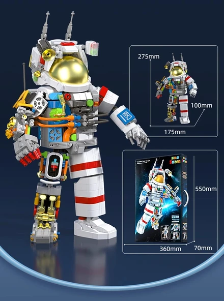 Astronot Yapı Bloğu - Gün Doğumu Astronotu + Uzay Roketi + Uçak - 9