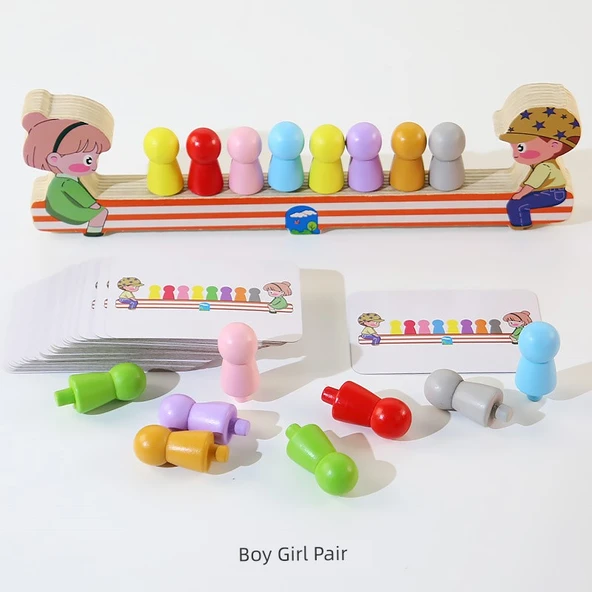 Montessori Erkek Kız Çocuk Eşleştirme Oyunu - İnce Motor Becerileri Oyuncak