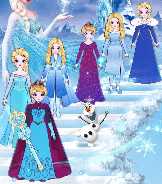Elsa Temalı Manyetik Giydirme Kitabı - Prenses, Deniz Kızı ve Wednesday Elbise Seti - 8