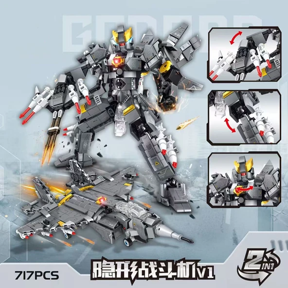 Dönüştürülebilir Mecha Robot Yapı Oyuncak - Gizli Savaşçı Mecha [717 Parça] - 1
