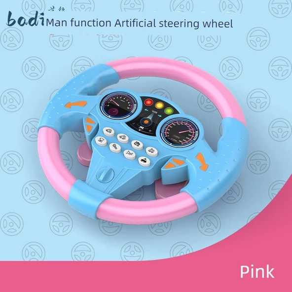 Çocuk Direksiyon Simülasyon Oyuncak - Temel Pembe, Vantuzlu Şasi