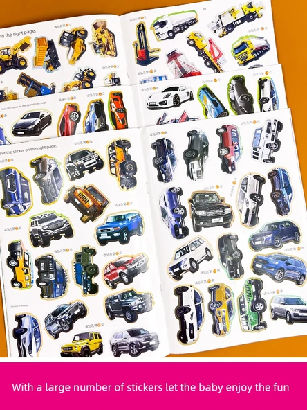 Çocuklar için Araba Temalı Sticker Kitabı - Küçük Hayran Stickerları 8 Cilt - 4