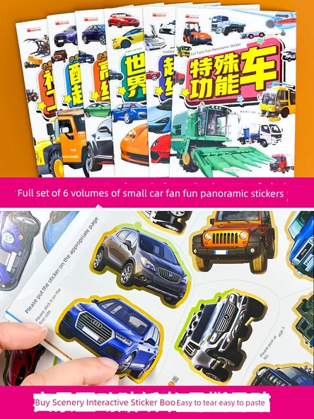 Çocuklar için Araba Temalı Sticker Kitabı - Küçük Hayran Stickerları 8 Cilt - 2