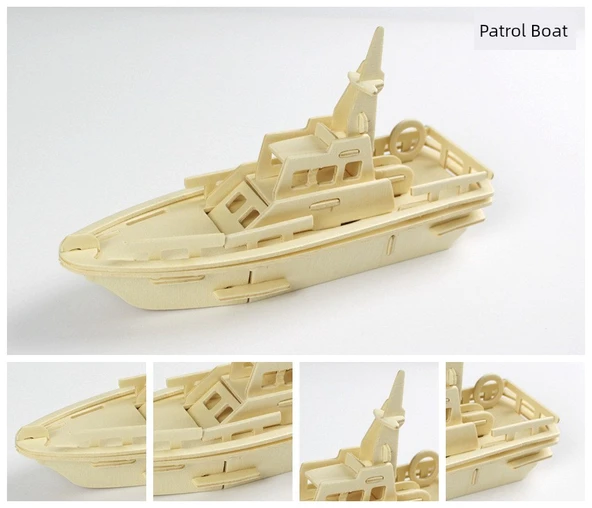 Ahşap 3D Puzzle Helikopter - Kendin Yap Montaj Model Oyuncak - 6