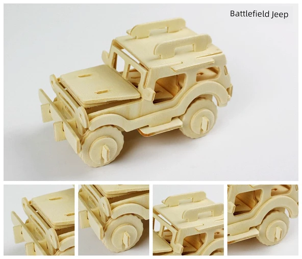 Ahşap 3D Puzzle Helikopter - Kendin Yap Montaj Model Oyuncak - 4
