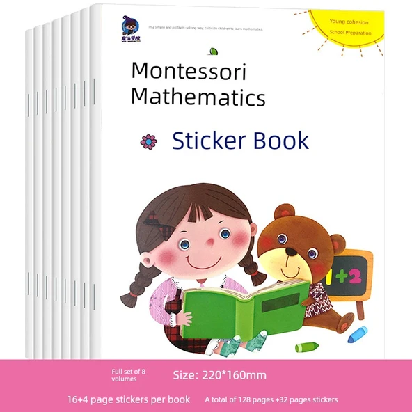 Çocuklar için Araba Temalı Sticker Kitabı - Montessori Matematik Sticker Kitapları 8 Kitap