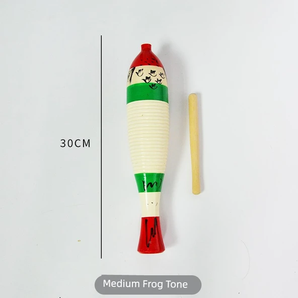 Orff Perküsyon Orta Boy Kurbağa Fıçısı ve Vurma Çubuğu (30cm)