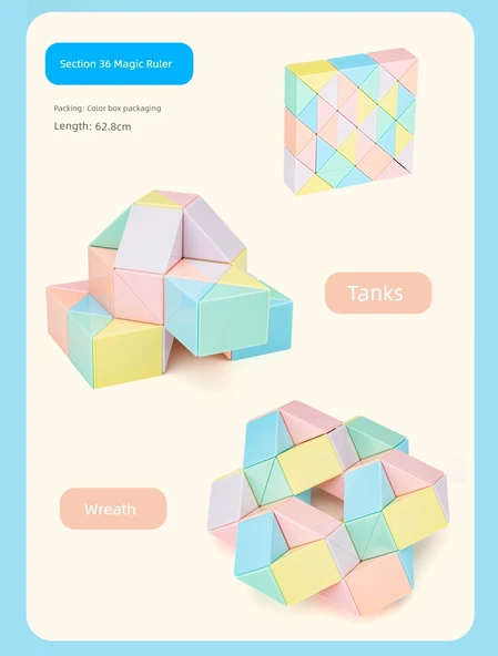 Magic Ruler Rubik Küp Makaron Renkli 72 Parça - Resim 7