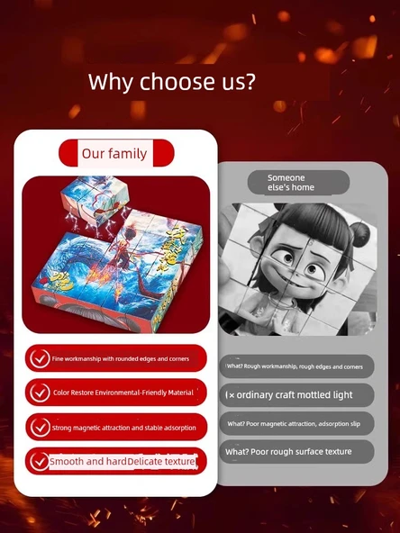 Manyetik Yapboz Oyuncak - 50 Büyük Parça 5x5 Büyük Boy (2'li Paket) - 5