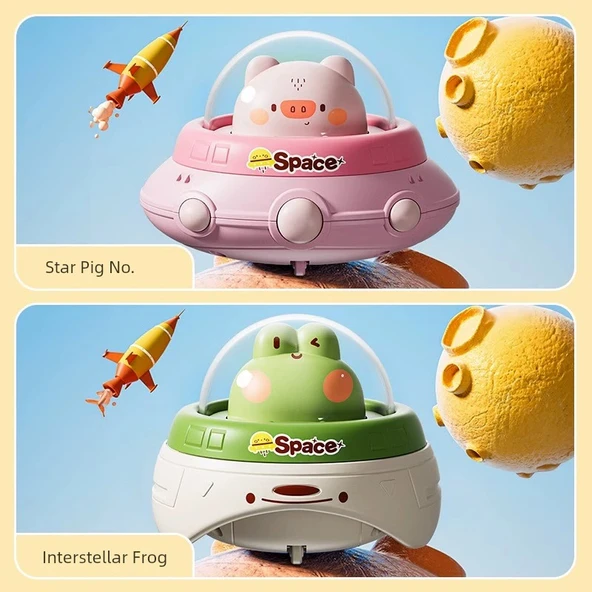 Bebek Eğitici Basmalı UFO Oyuncak - Yıldız Kurbağa ve Domuz