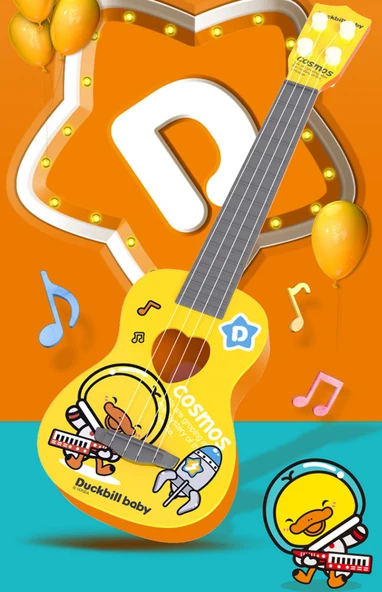 Çocuk Ukulele Gitar Oyuncak - Sarı Ördek Ukulele + Sarı Ördek Teleskop - 8