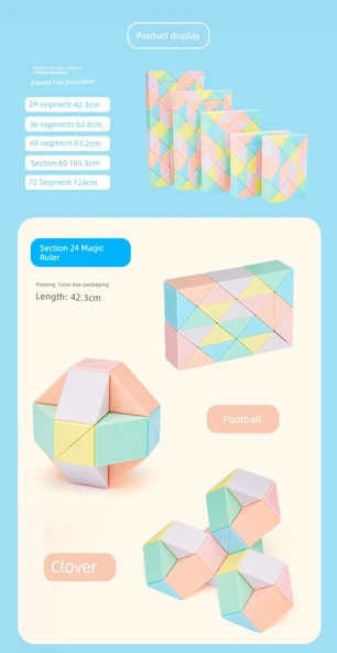 Magic Ruler Rubik Küp Makaron Renkli 72 Parça - Resim 6