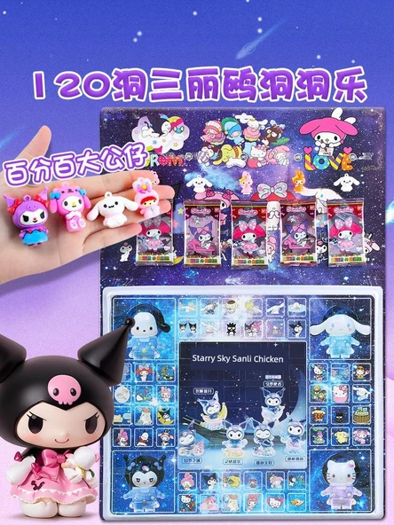 Müzikli Delikli Kutu Oyuncak - 120 Delik [Star Sanrio] + 5 Bebek + 5 Nadir Kart