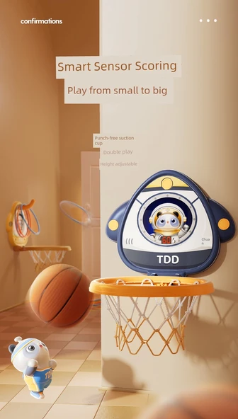 Çocuk Basketbol Potası Oyuncak Seti - Büyük Mavi Standart Model (2 Basketbol + Pompa + Kanca) - Resim 8