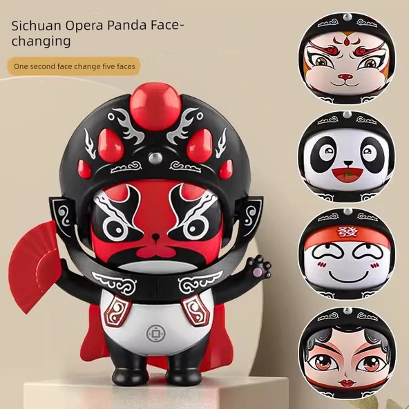 Sichuan Opera Yüz Değiştiren Panda Bebek - Çin Kırmızısı 5 Yüz Hediye Kutulu