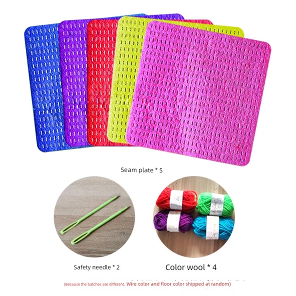 Dikiş Alıştırma Oyuncak Puzzle - Dikiş Tahtası 5 Adet (Renk Rastgele)