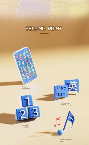 Çocuk Oyuncak Telefon - Pembe - 15 Tuşlu - Temel Model - 9