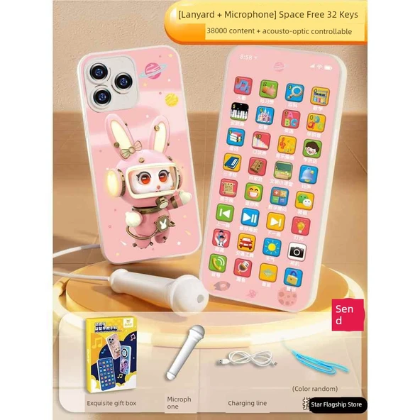 Çocuk Oyuncak Telefon - Uzay Tavşanı Temalı - 32 Tuşlu
