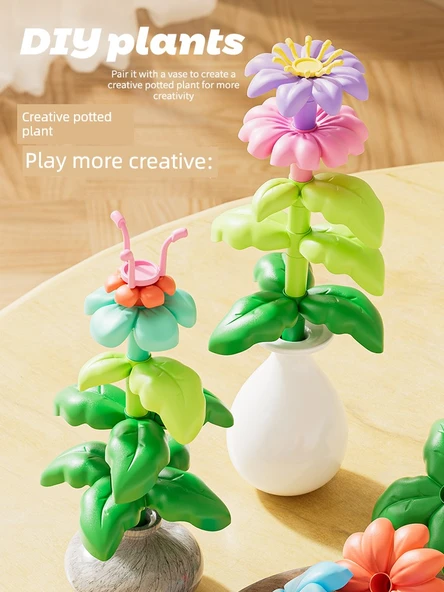 DIY Çiçek Yapı Taşları Seti - Klas Versiyon [Saklama Kabı] - 95 Parça - 5