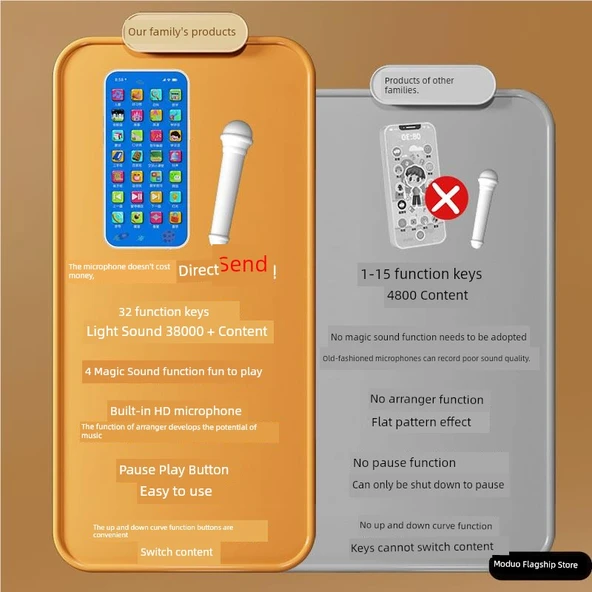 Çocuk Oyuncak Telefon - Pembe - 15 Tuşlu - Temel Model - 3