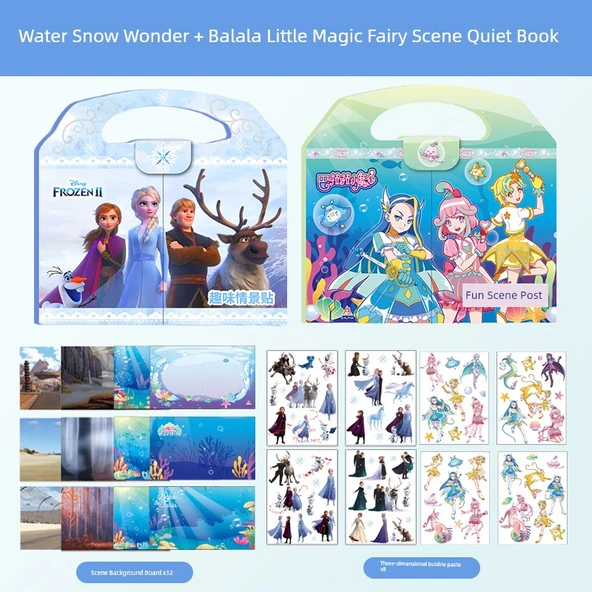 DIY Karikatür Sticker Kitabı - [İki Büyük Set] Frozen + Balala Küçük Sihirli Peri