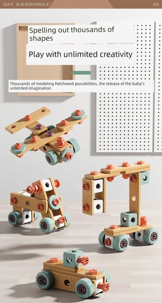 Çocuklar için Eğitici Vidalı Oyuncak Seti - 120 Parça - Vidalı Alet Kutusu - Resim 9
