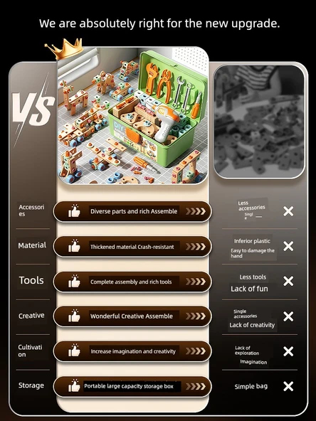 Çocuklar için Eğitici Vidalı Oyuncak Seti - 120 Parça - Vidalı Alet Kutusu - Resim 3