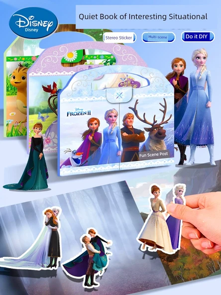 DIY Karikatür Sticker Kitabı - [Büyük/Baba Küçük Sihirli Peri] 6 Sahne + 4 Sticker Seti - 2