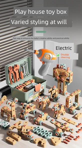 Çocuklar için Eğitici Vidalı Oyuncak Seti - 120 Parça - Vidalı Alet Kutusu - Resim 7