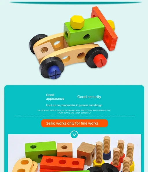 Çocuk Alet Seti - 34 Parça Karikatür Alet Kutusu Somun Kombinasyonu - Resim 10