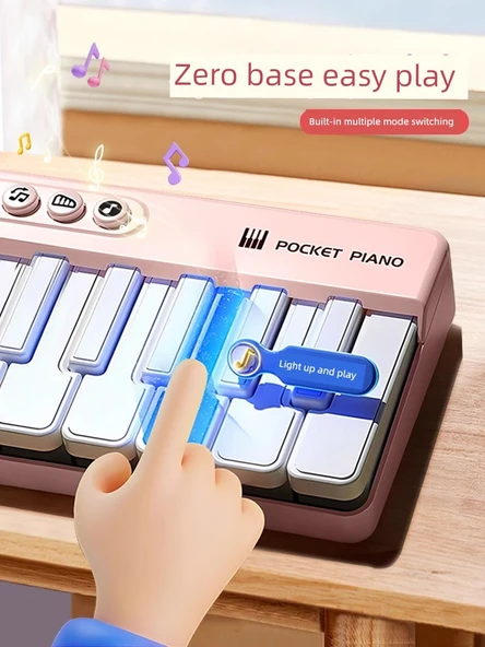 Mini Elektronik Org Oyuncak - Pembe - Pilli - 5
