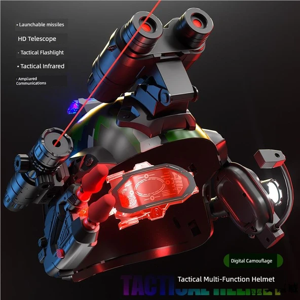 Çocuk Taktik Kask Oyuncak Seti - Kamuflaj Yüksek Model