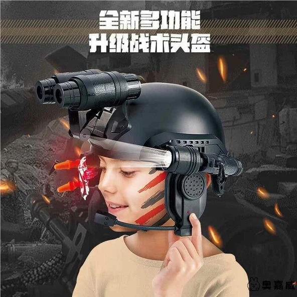 Çocuk Taktik Kask Oyuncak Seti - Kamuflaj Yüksek Model - 2