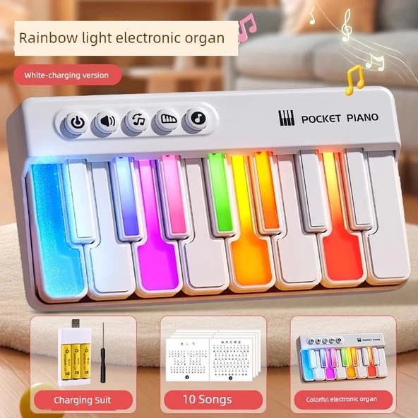 Mini Elektronik Org Oyuncak - Beyaz - Şarjlı