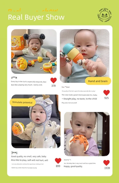 Bebek Çıngırak Oyuncak Seti - 8 Parça Çıngırak + Sarı Ördek Kovası 4 Parça Saklama Seti - 9