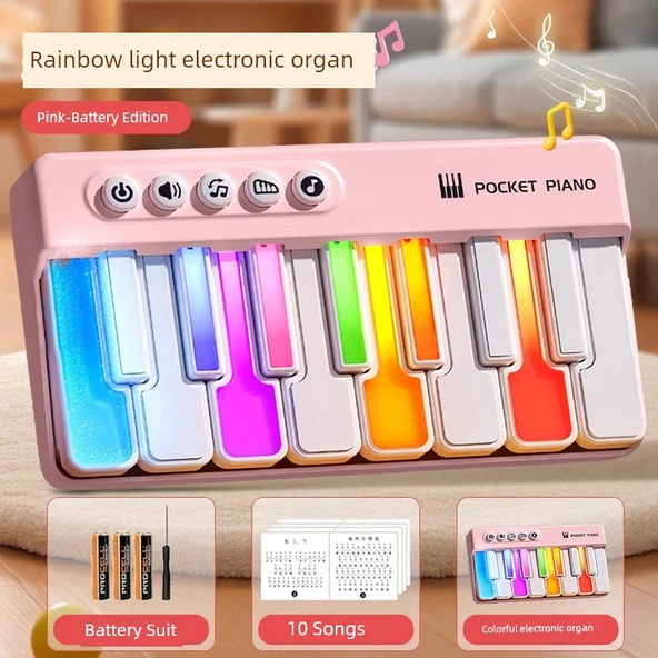 Mini Elektronik Org Oyuncak - Pembe - Pilli