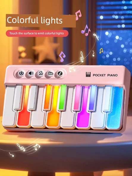 Mini Elektronik Org Oyuncak - Mavi - Pilli - Resim 4